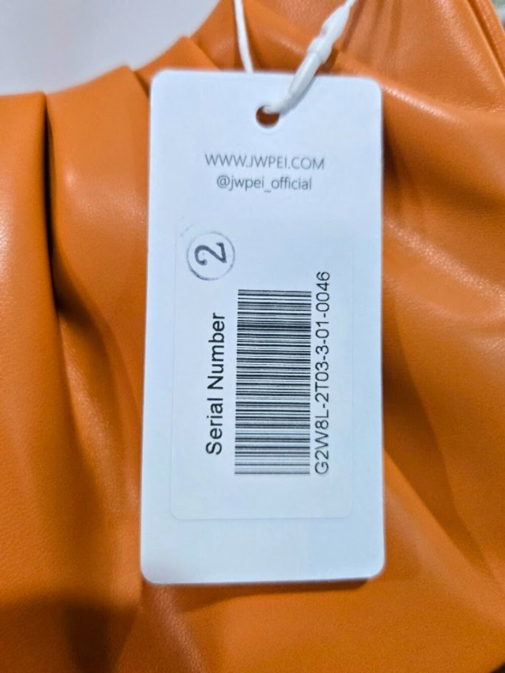 NWT JW PEI Gabbi Bag Orange Ruched Hobo Vegan Leather Purse Box Dust Bag - Picture 6 of 9